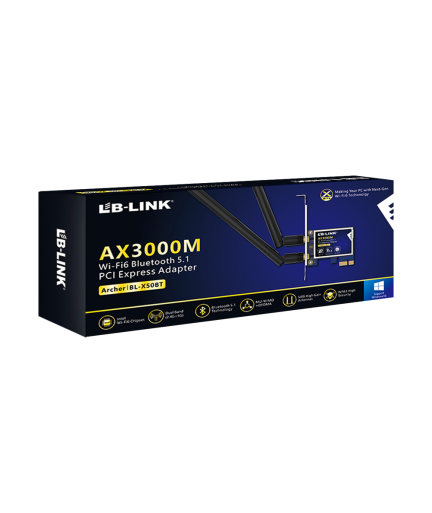 Безжичен мрежов адаптер LB-LINK BL-X50BT, PCI-E, 2400Mbps, Bluetooth, 2.4/5Ghz, 2 x 6dBi - 19049