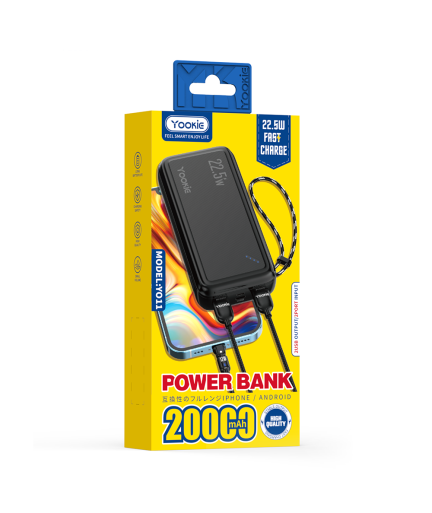 Преносима батерия Yookie YO11, 20000mAh, 22.5W, Черен - 87065