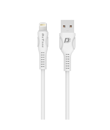 Кабел за данни DeTech DE-C27i, Lightning (iPhone 5/6/7/SE), 1.0m, Бял - 40110