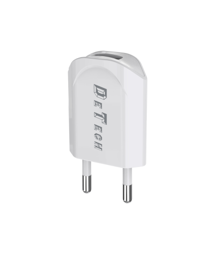 Мрежово зарядно устройство, DeTech, DE-11C, 5V/1A, 220V,1 x USB, С Type-C кабел, 1.0m, Бял - 14117