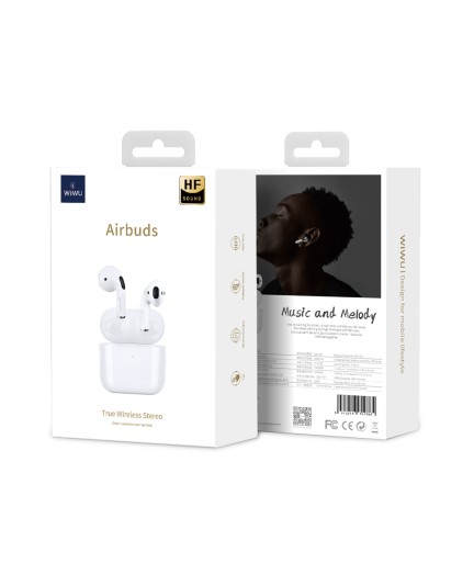 Bluetooth слушалки WiWu Airbuds Lite, Бял – 20728