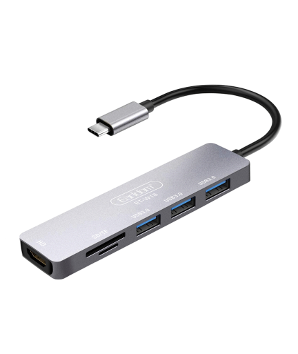 Докинг станция Earldom ET-W18, Type-C към 3xUSB 3.0, SD, MicroSD, HDMI, Сив - 40232