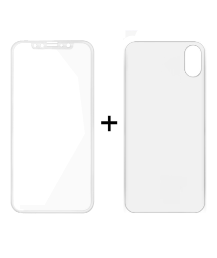 Стъклен протектор за дисплей и гръб, Remax Caesar, за iPhone X, 0.3 mm, Бял - 52326