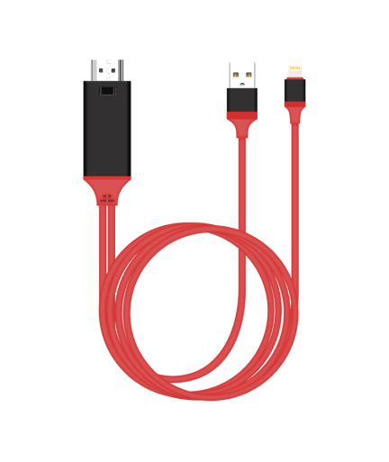 Кабел Earldom ET-W5,  Lightning MHL - HDMI + USB, 2.0m, Червен - 14931