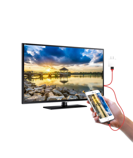 Кабел Earldom ET-W5,  Lightning MHL - HDMI + USB, 2.0m, Червен - 14931