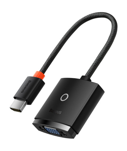 Преходник Baseus Lite, HDMI към VGA, Аудио жак, Черен - 40389