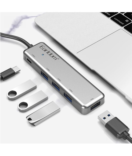 USB хъб Earldom ET-HUB12, USB 2.0, 5 Порта, Сив - 12069