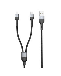 Кабел за данни DeTech DE-52UCC, 2 в 1, USB - 2хType-C, 1.0m, Черен - 40517