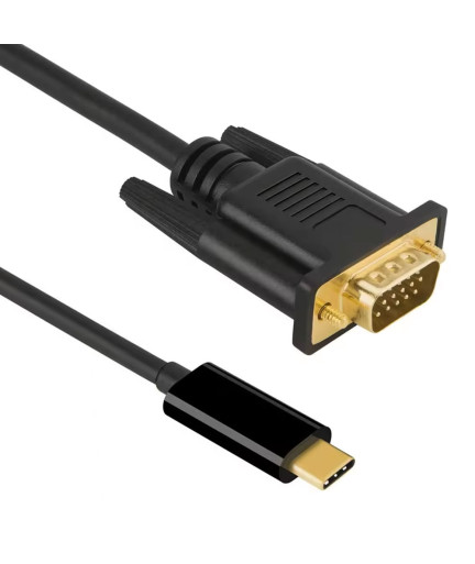 Кабел DeTech, USB-C – VGA, 1.8m, Черен - 18395