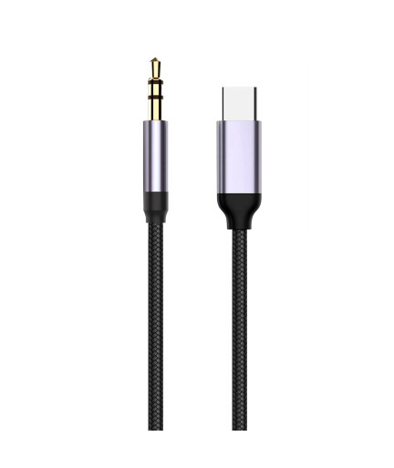 Кабел DeTech, USB-C – 3.5mm (М), 1.0m, Черен - 18391