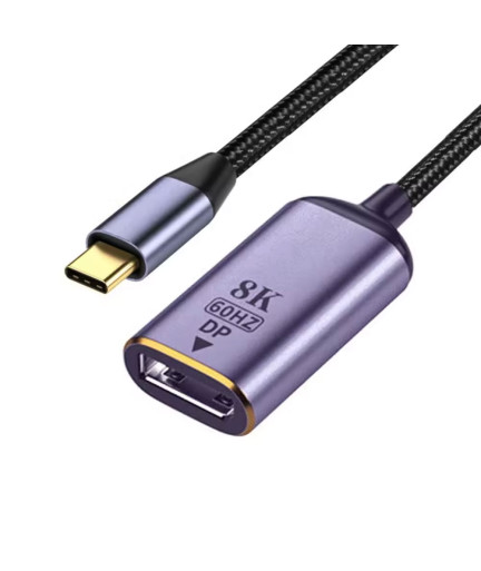 Преходник DeTech, USB-C – DP, 8K, 60Hz, Сив - 17840