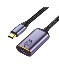 Преходник DeTech, USB-C – Mini DP, 8K, 60Hz, Сив - 17839