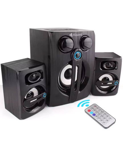 Тонколони Kisonli TM-9000A, Bluetooth, USB, AUX, SD, FM, 12W+2x5W, Черен - 22219