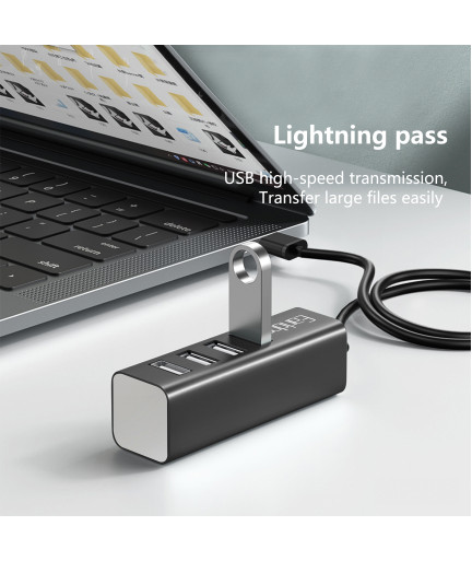 USB хъб Earldom ET-HUB14, USB 2.0, 4 Порта, Черен - 12067