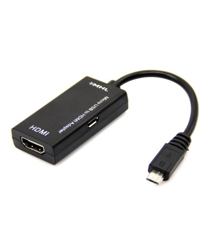 Преходник DeTech Micro USB към HDMI MHL, 15см, Черен - 18158