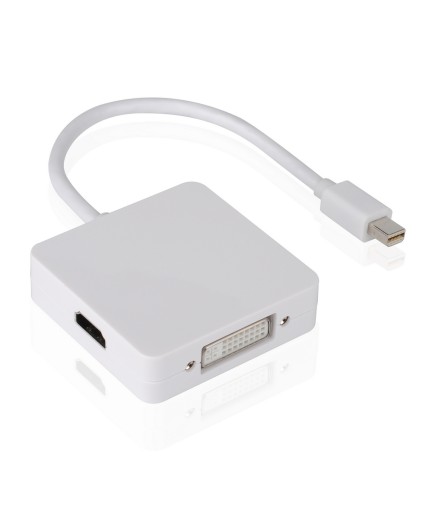 Преходник DeTech Mini DP то DVI, HDMI, VGA 10см, Бял - 18157