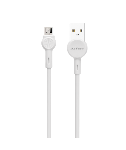 Кабел за данни DeTech DE-C35M, Micro USB, 1.0m, Бял - 40188