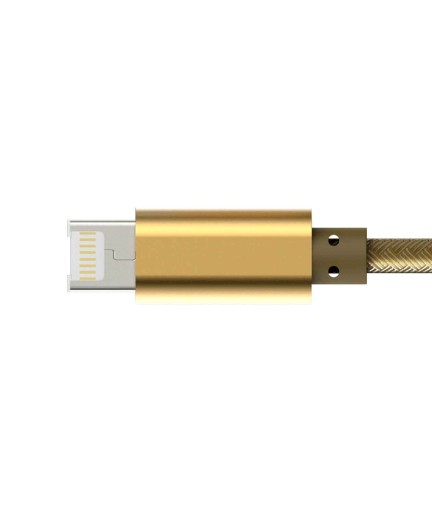 Кабел за данни, LDNIO, 2 в 1, Micro USB + Lightning (iPhone 5/6/7), С оплетка, Златист - 14490