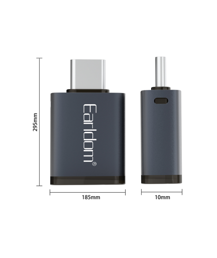 Преходник Earldom ET-OT60, USB F 3.0 към Type-C, OTG, Сив - 40212