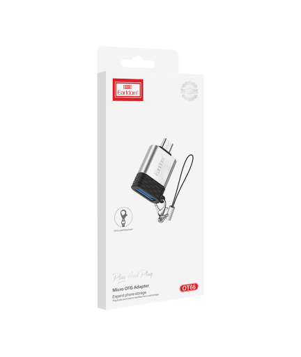 Преходник Earldom ET-OT66, USB F към Micro USB, OTG, Сребрист - 40208