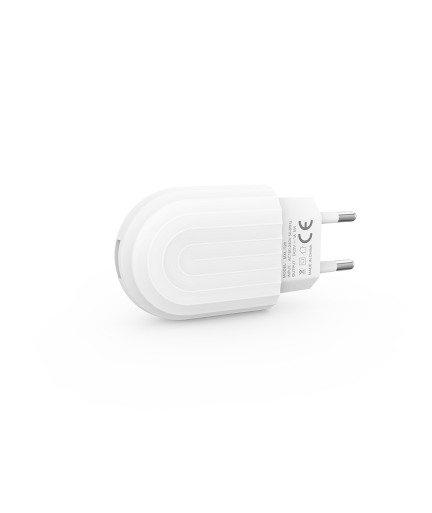 Мрежово зарядно устройство DeTech DE-28i, 5V/2.1A, 220V,1 x USB, С Lightning кабел, 1.0m, Бял - 14134