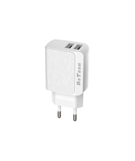 Мрежово зарядно устройство DeTech, DE-09, 5V/2.4A 220V, 2 x USB, Бял - 14139