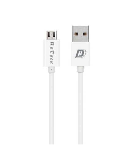 Мрежово зарядно устройство, DeTech, DE-11M, 5V/1A, 220V,1 x USB, С Micro USB кабел, 1.0m, Бял - 14115